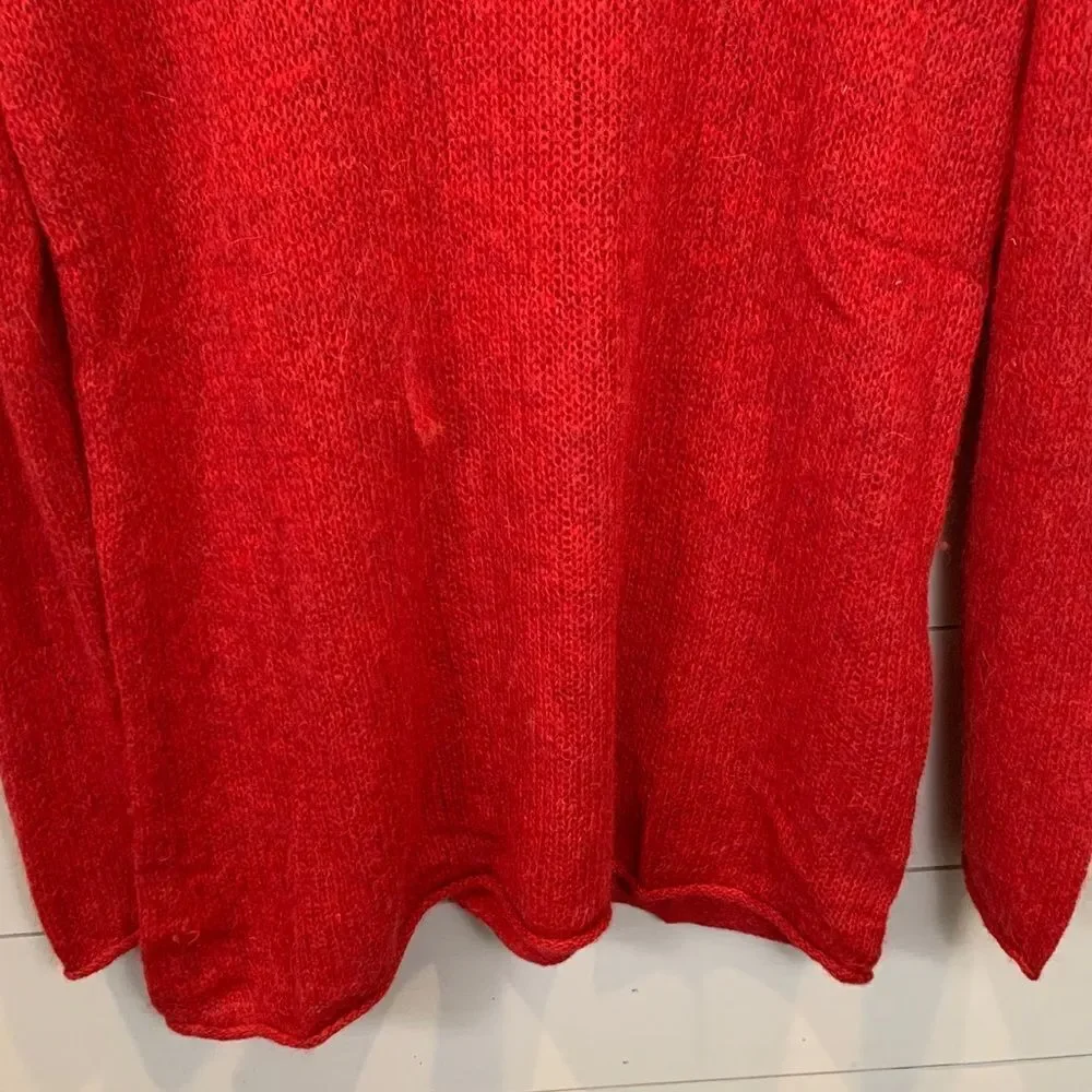 Peruvian Connection Vibrant Red Knit Sweater 100% Royal Alpaca size large